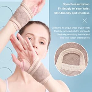 2 Pack Wrist Brace Wrist Wraps for Women Men, Carpal Tunnel Wrist Brace Wrist Straps for Weightlifting (Beige)