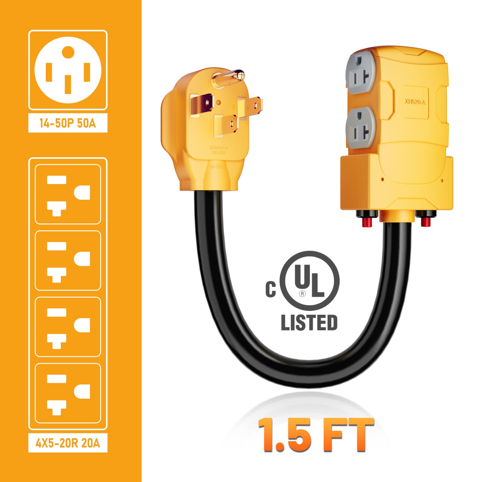 MECMO 30 Amp & 50 Amp to 20 Amp 110V RV Distribution Adapter, NEMA TT-30P to 3x 5-20R Household Outlet Adapter & 14-50P to 4x 5-20R Power Splitter