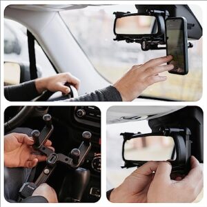 Statik Magnetic Car Rear View Mirror Phone Holder | Eye Level Driving | 360 Rotation Retractable Adjustable | Sturdy Rearview Mirror Phone Mount Magnet