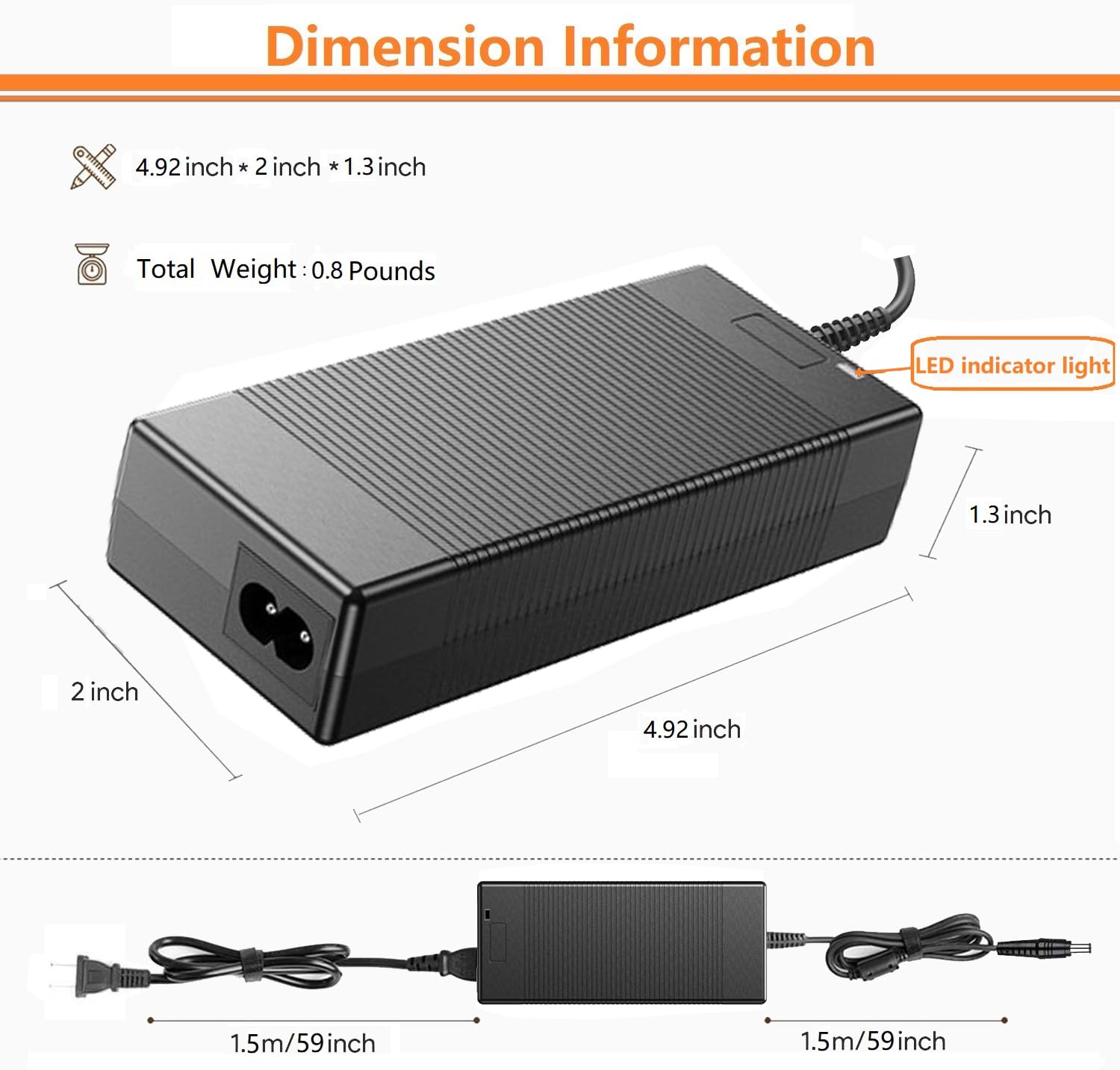 MJPOWER for Jackery 160/240/290 Charger,65W AC Adapter for Jackery Explorer 160/240/290/E290/E240/E160 & Honda 290/200 Portable Power Station Solar Generator Power Supply Battery Charger Cord