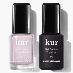 londontown kur pink conceal & go duo set, includes pink nail illuminating concealer & gel genius top coat