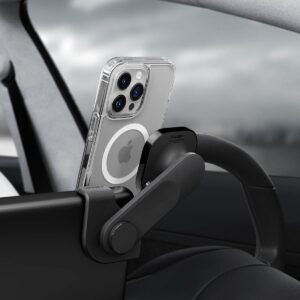 spigen onetap 3 (magfit) [upgraded adhesive] designed for tesla model 3/y/s/x designed for magsafe car mount compatible with iphone 15 pro max, 15 pro, 15 plus, 15, 14, 13, and 12 series