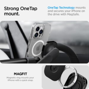 Spigen OneTap 3 (MagFit) [Upgraded Adhesive] Designed for Tesla Model 3/Y/S/X Designed for MagSafe Car Mount Compatible with iPhone 15 Pro Max, 15 Pro, 15 Plus, 15, 14, 13, and 12 Series