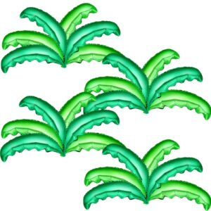 wettarn 20 pcs palm tree leaves balloons, helium foil coconut tree leaves balloons green palm tree decorations for kids' birthday hawaii luau tropical party baby shower, 35.43 x 14.57 inches
