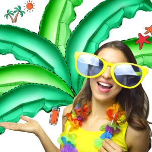 Wettarn 20 Pcs Palm Tree Leaves Balloons, Helium Foil Coconut Tree Leaves Balloons Green Palm Tree Decorations for Kids' Birthday Hawaii Luau Tropical Party Baby Shower, 35.43 x 14.57 Inches