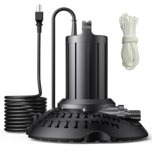 waterrebirth 2500gph pool cover pump automatic on off, submersible water pump for pool draining, 1/3 hp pool water removal pump with 25.3ft power cord for swimming pool, hot tubs, rooftops, water beds