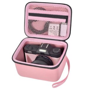 vlogging camera case compatible with brewene/for femivo/for kvutciein/for duluvulu 4k 48mp digital cameras for youtube. vlog camera carrying storage for lens, cable and other accessories (pink)