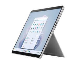 microsoft surface pro 9, 13" touchscreen 2-in-1 tablet, 12th gen intel core i5-1235u, intel iris xe graphics, 8gb ddr5 ram, 256gb ssd, windows 11 pro, platinum, device only, with mtc stylus pen