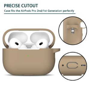 R-fun AirPods Pro 2nd/1st Generation Case Cover with Cleaning kit and 4 Pairs Replacement Ear Tips(XS/S/M/L), Full Protective Silicone for Apple AirPods Pro 2023/2022/2019 Charging Case - Milk Tea