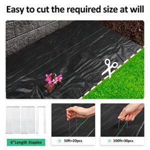 Duerer 4ftx100ft Weed Barrier Landscape Fabric Heavy Duty 3.2oz Woven Weed Control Block Ground Cover Mat for Yards, Patios, Garden Bed, Commercial Landscaping, Pathways with 30pcs U-Shaped Stakes