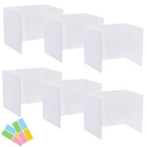 6 pack privacy shields for student desks, privacy folders for student testing desk dividers- includes extra labels