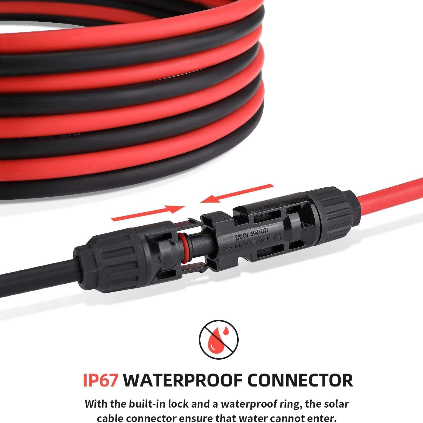 ECO-WORTHY 16FT 8AWG Solar Cable with Female to Male Connector Solar Panel Adaptor Kit Tool Extension Wire with Connector (16FT Red + 16FT Black)