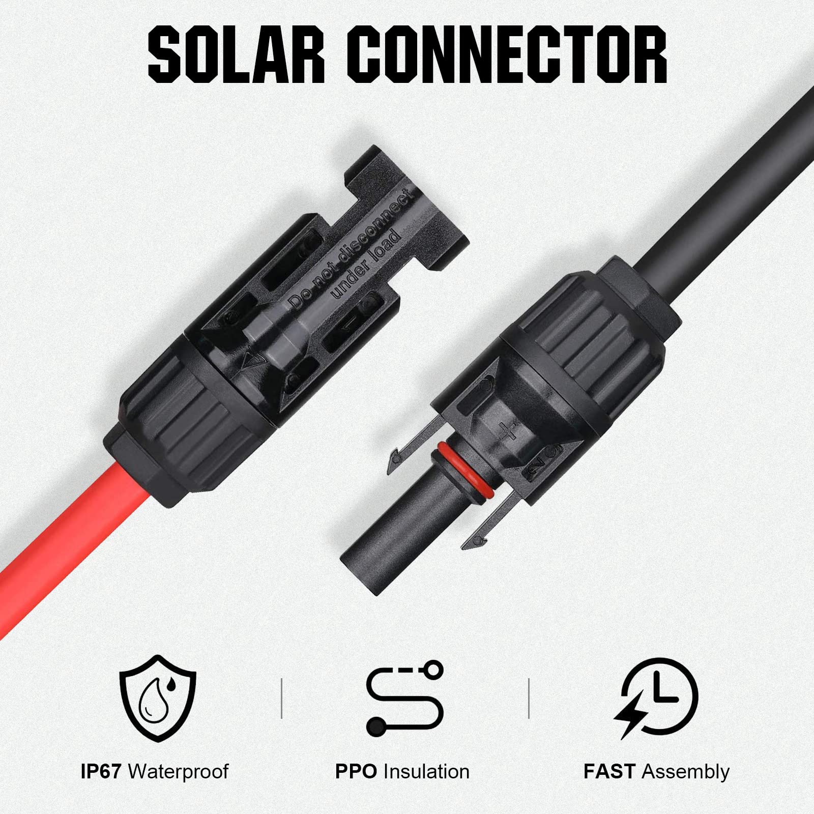 ECO-WORTHY 16FT 8AWG Solar Cable with Female to Male Connector Solar Panel Adaptor Kit Tool Extension Wire with Connector (16FT Red + 16FT Black)