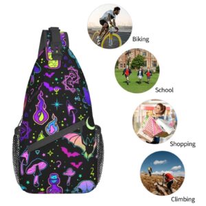 Skull Crossbody Backpack for Travel Hiking Chest Daypack Shoulder Sling Bag for Men Women Cycling Walking