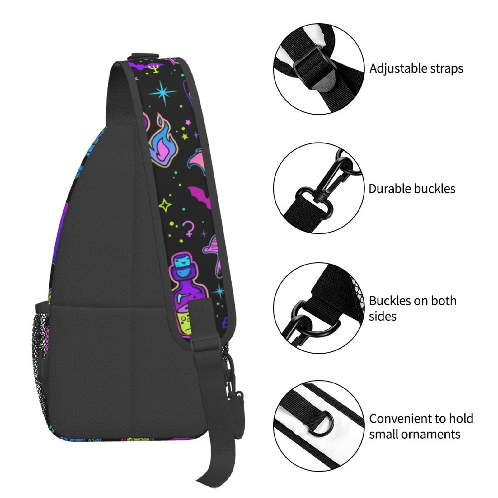 Skull Crossbody Backpack for Travel Hiking Chest Daypack Shoulder Sling Bag for Men Women Cycling Walking