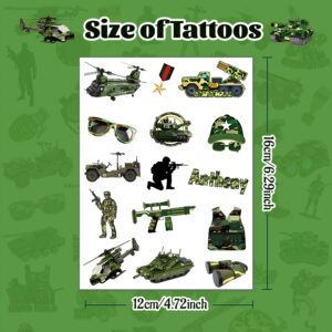 170PCS Camouflage Military Themed Temporary Tattoo Army Party Favors Camo Military equipment Tank Helicopter Tattoos Stickers for Kids Adult Outdoor Sports Birthday Party