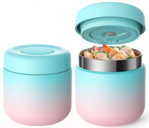 waysaw insulated food jar soup thermos for hot food kids - 13.5 oz stainless steel vacuum lunch bento boxes containers leak-proof hot lunch box wide mouth for school office picnic (1pack/rainbow)