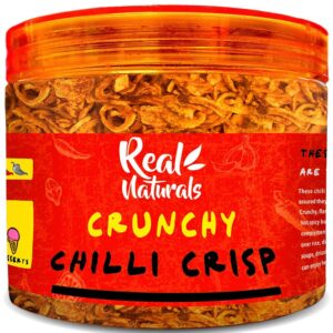 chili crisp (medium spicy) chilli crisp oil "without the oil". crispy chili crunch made with garlic, onion, chilis. for ramen toppings, salads, sushi extra umami. secret crunchy condiment