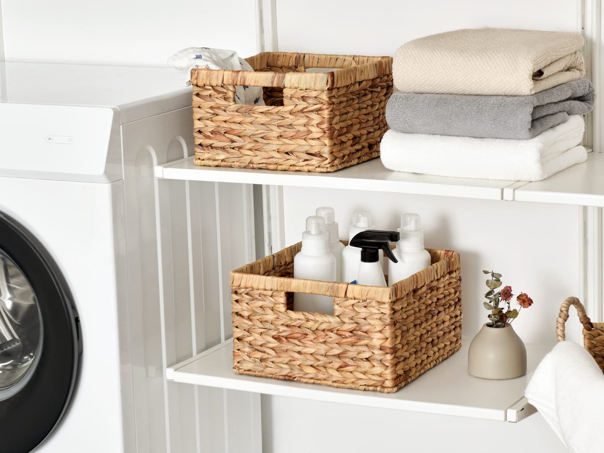 StorageWorks Wicker Storage Basket, Water Hyacinth Basket for Organizing, Water Hyacinth Basket for Toilet Paper