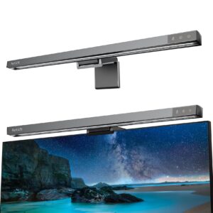 funlicht monitor light bar, computer monitor lamp for eye caring led stepless dimming screen light bar, touch control desk lamp for desk/office/home/game, silver gray