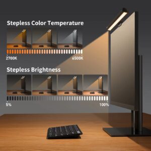 Funlicht Monitor Light Bar, Computer Monitor Lamp for Eye Caring LED Stepless Dimming Screen Light Bar, Touch Control Desk Lamp for Desk/Office/Home/Game, Silver Gray