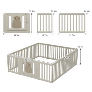 BanaSuper 2 Baby Playpen Add-on Panels Extension Sturdy Home Indoor Baby Fence Safety Play Yard Kids Activity Center with Gate for Baby Boys Girls Toddlers (2 Small Panels)