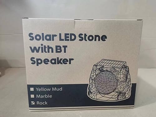 GGII Outdoor Rock Speaker - Solar Bluetooth Speaker, Wireless Bluetooth for Garden Patio Party, Waterproof, Solar Powered with Rechargeable Battery, Bluetooth Speakers with 7 Colors for All Seasons