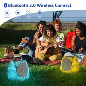 GGII Outdoor Rock Speaker - Solar Bluetooth Speaker, Wireless Bluetooth for Garden Patio Party, Waterproof, Solar Powered with Rechargeable Battery, Bluetooth Speakers with 7 Colors for All Seasons