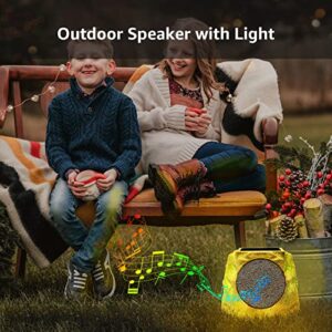 GGII Outdoor Rock Speaker - Solar Bluetooth Speaker, Wireless Bluetooth for Garden Patio Party, Waterproof, Solar Powered with Rechargeable Battery, Bluetooth Speakers with 7 Colors for All Seasons