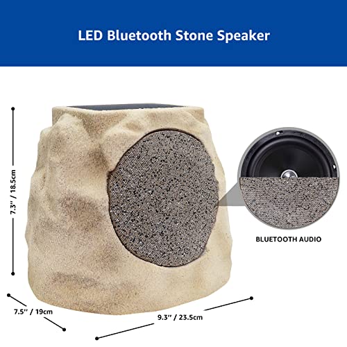 GGII Outdoor Rock Speaker - Solar Bluetooth Speaker, Wireless Bluetooth for Garden Patio Party, Waterproof, Solar Powered with Rechargeable Battery, Bluetooth Speakers with 7 Colors for All Seasons