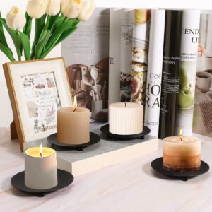 Telodyme 8PCS Iron Plate Candle Holder,Black Candle Holder Iron Plate,4'' Iron Candle Stand Plate for LED & Wax Candles,Decorative Pillar Candle Plate for Spa Weddings Dinning Party Incense Cones