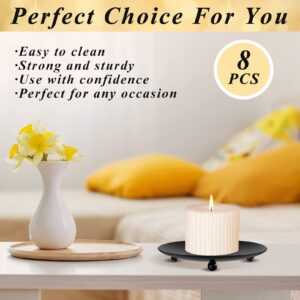 Telodyme 8PCS Iron Plate Candle Holder,Black Candle Holder Iron Plate,4'' Iron Candle Stand Plate for LED & Wax Candles,Decorative Pillar Candle Plate for Spa Weddings Dinning Party Incense Cones