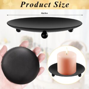 Telodyme 8PCS Iron Plate Candle Holder,Black Candle Holder Iron Plate,4'' Iron Candle Stand Plate for LED & Wax Candles,Decorative Pillar Candle Plate for Spa Weddings Dinning Party Incense Cones