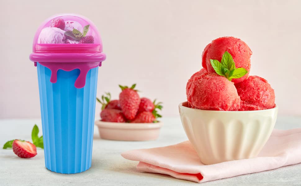 Slushy Cup Slushy Maker Cup TIK TOK Frozen Magic Squeeze Cup - Quick Cool Slushy Milk Shake Ice Cream Smoothies Cup