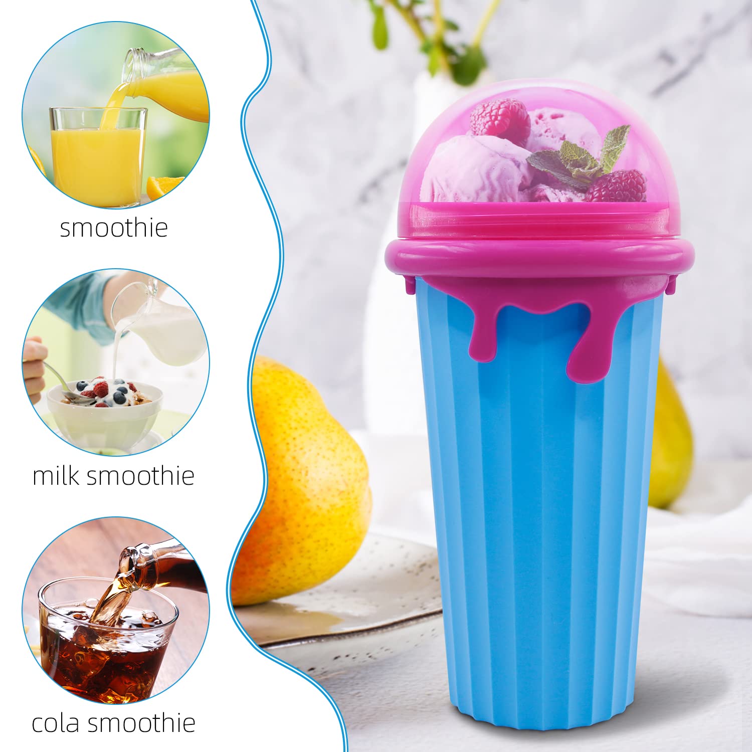 Slushy Cup Slushy Maker Cup TIK TOK Frozen Magic Squeeze Cup - Quick Cool Slushy Milk Shake Ice Cream Smoothies Cup