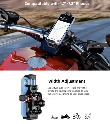 Kewig Motorcycle Phone Mount with Vibration Dampener & High-Speed Secure Lock, Newest Anti-Theft Phone Cradle Handlebar Cellphone Holder for Motorcycle Bike ATV/UTV Scooter Fit 4.7-7.2" Phone