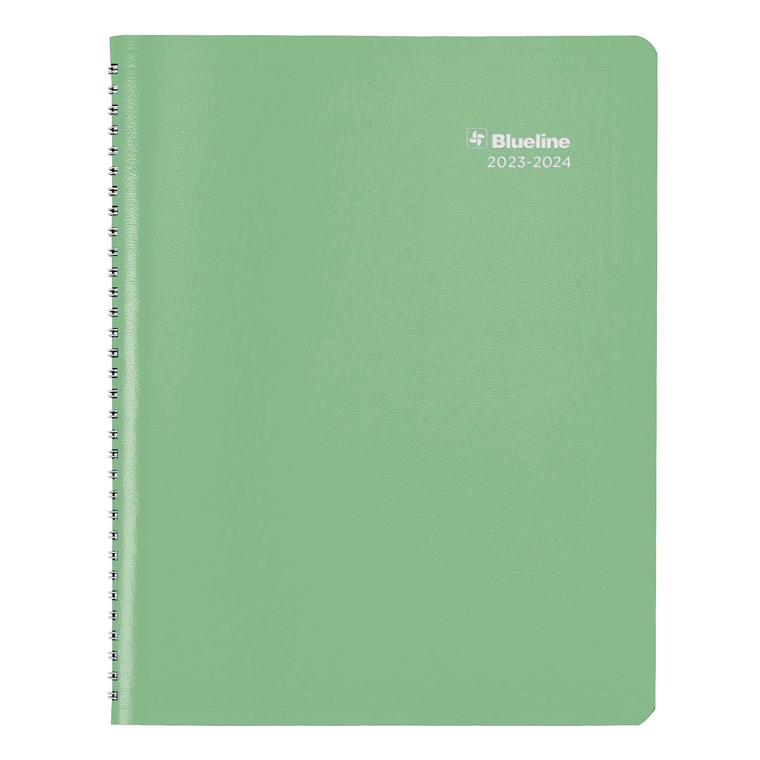 Blueline Essential Academic Monthly Planner, 14 Months, July 2023 to August 2024, Twin-Wire Binding, Soft Vicuana Cover, 11" x 8.5", Mint Green (CA701F.03-24)