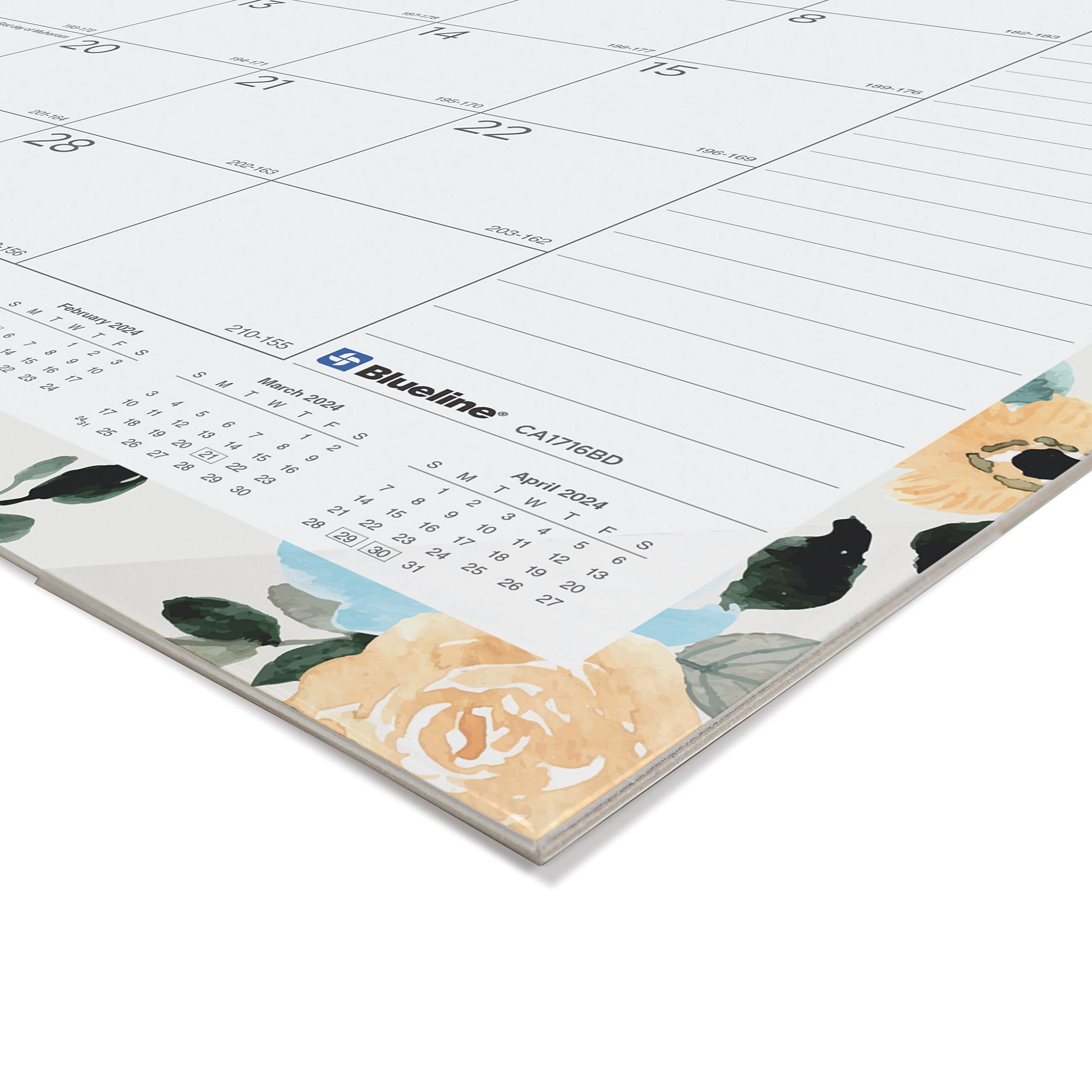 Blueline Academic Monthly Desk Pad Calendar, 18 Months, July 2023 to December 2024, 22" x 17", Blossom Design (CA1716BD-24)