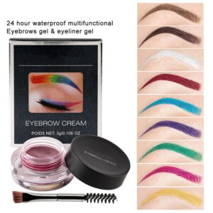 Melemando 12 Color Eyebrow Cream Colorful Smooth Eyebrow Pomade Gel Long Lasting Waterproof Eyeliner Gel Eye Brow Makeup Cosmetics with Eyebrow Brush (09 Wine)