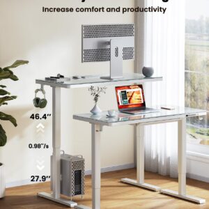 ErGear Dual Motor Electric Standing Desk with Drawers,48x24 Inch Whole-Piece Glass Desktop Quick Install,Height Adjustable Stand up Sit Stand Home Office Ergonomic Workstation with USB Charging Ports