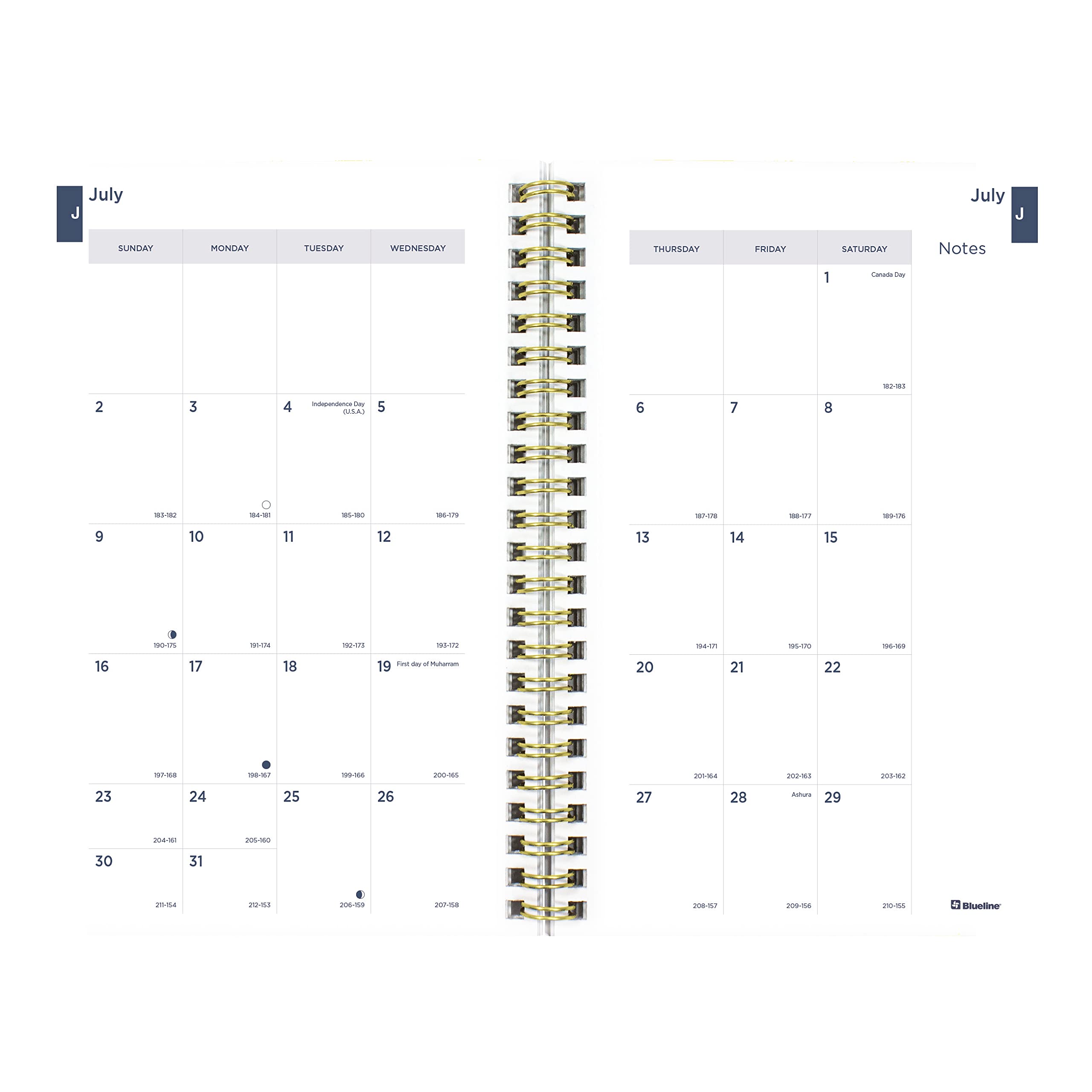 Blueline Essential Academic Weekly/Monthly Planner, 13 Months, July 2023 to July 2024, Gold Twin-Wire Binding, Poly Cover, 8" x 5", Geo Design, Stripes (CA114PH.03-24)