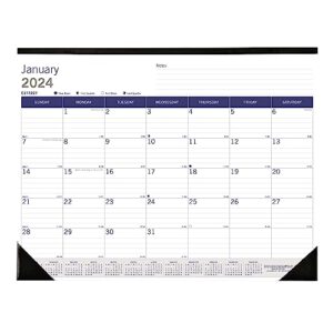 blueline 2024 duraglobe monthly desk pad calendar, 12 months, january to december, 22" x 17", english (c177227-24)