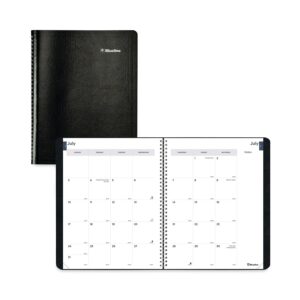blueline essential academic monthly planner, 14 months, july 2023 to august 2024, twin-wire binding, soft vicuana cover, 11" x 8.5", black (ca701.blk-24)