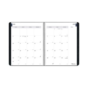 Blueline Essential Academic Monthly Planner, 14 Months, July 2023 to August 2024, Twin-Wire Binding, Soft Vicuana Cover, 11" x 8.5", Black (CA701.BLK-24)