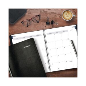 Blueline Essential Academic Monthly Planner, 14 Months, July 2023 to August 2024, Twin-Wire Binding, Soft Vicuana Cover, 11" x 8.5", Black (CA701.BLK-24)
