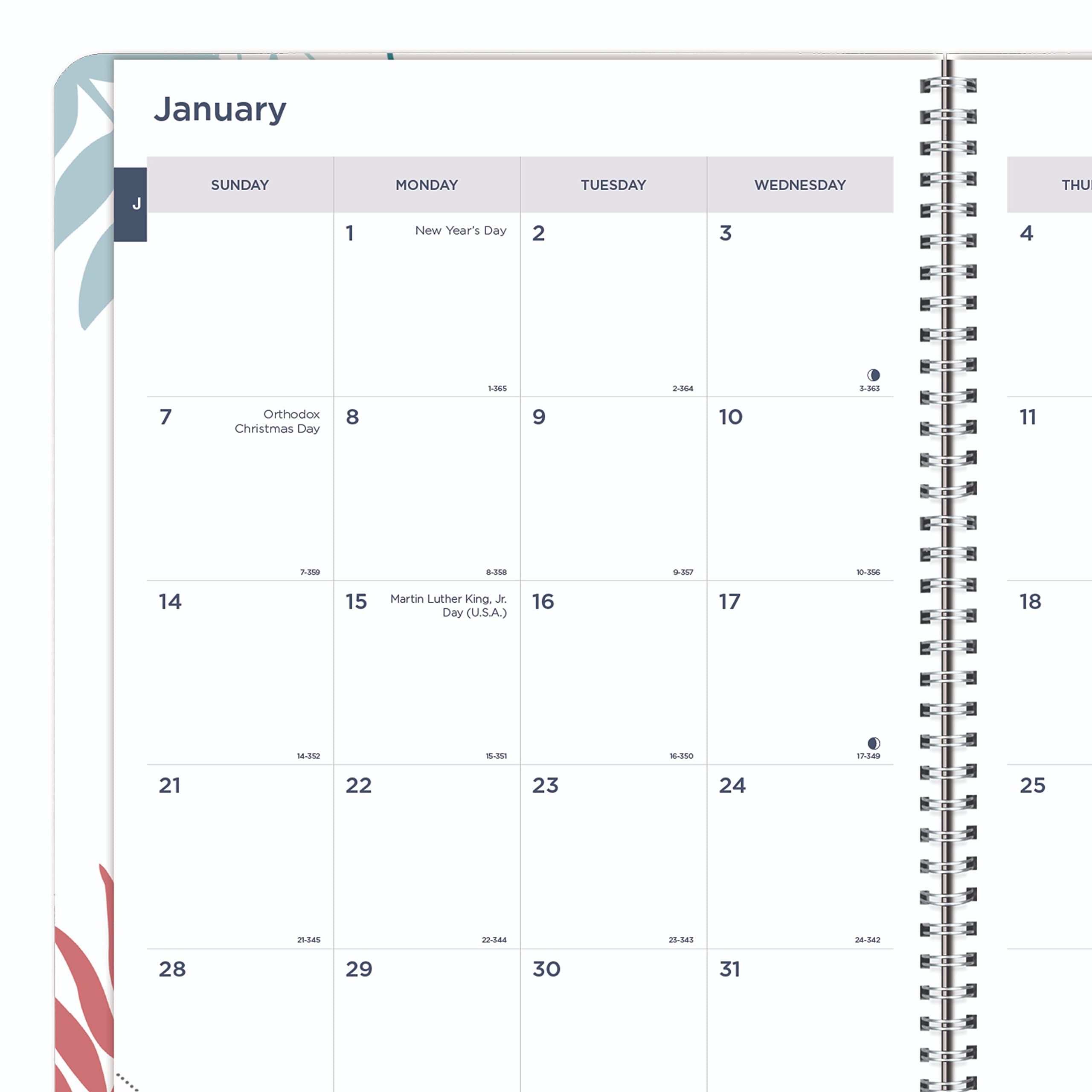 Blueline 2024 Monthly Planner, 14 Months, December 2023 to January 2025, Twin-Wire Binding, 11" x 8.5", Meadow Design (C701G.01-24)