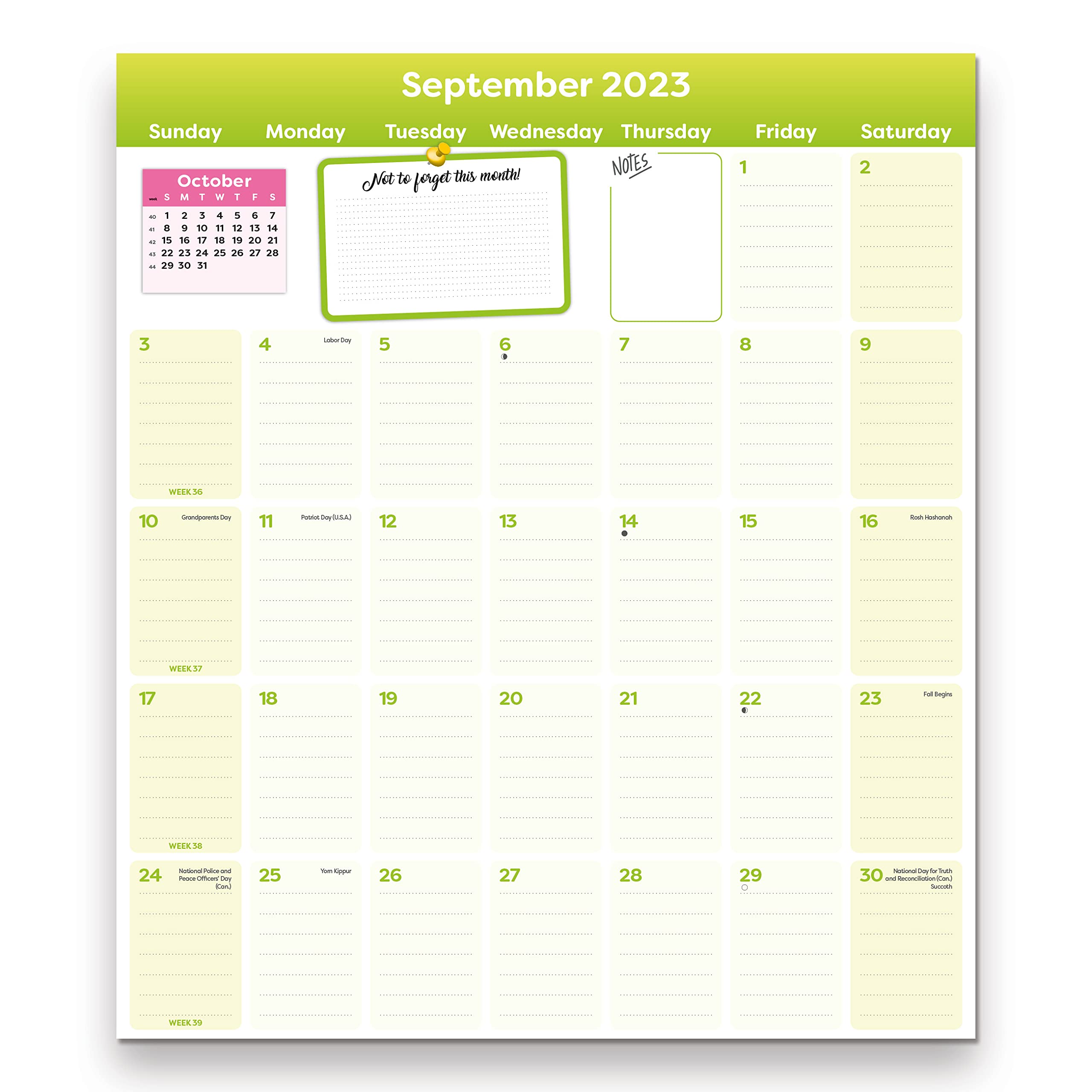 Blueline Magnetic Monthly Fridge Calendar with Shopping List and Note Pad, Runs Sept 2023 thru December 2024, 14"x13.5", (C174110A-24