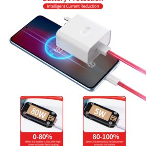WNIEYO 10Pro/10R/10 80W SuperVooc Charger, Compatible with OnePlus 6T/6 Pro/6/5T/5 Pro, USB-C Fast Charging Cable 3.3FT