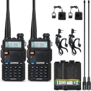 baofeng uv-5r radio (vhf & uhf) with 2 rechargeable batteries, long range handheld ham radios with high gain long antenna and earpiece(2 pack)