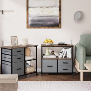 Alkmaar Filing Cabinet with 3 Drawer 3 Drawer, 3 Drawer-2, Rustic Grey